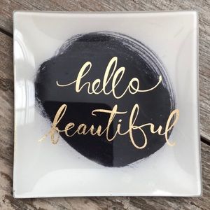 Hello Beautiful Glass Trinket Tray
